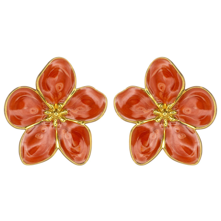 Colored flower earrings in gold-plated steel (316L steel)