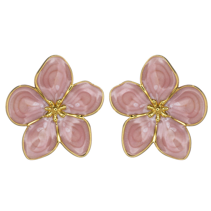 Colored flower earrings in gold-plated steel (316L steel)