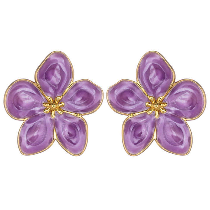 Colored flower earrings in gold-plated steel (316L steel)