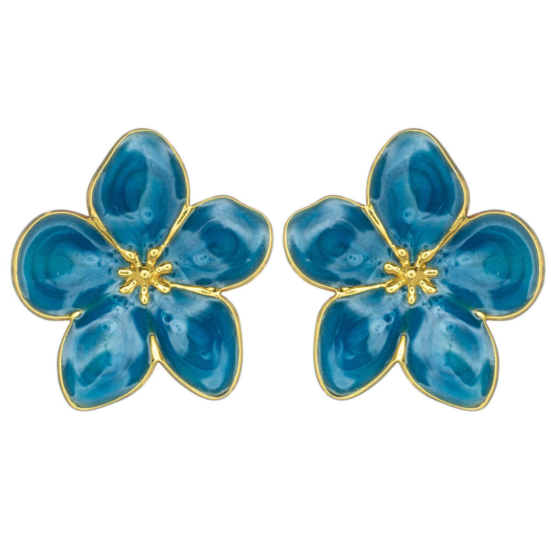 Colored flower earrings in gold-plated steel (316L steel)