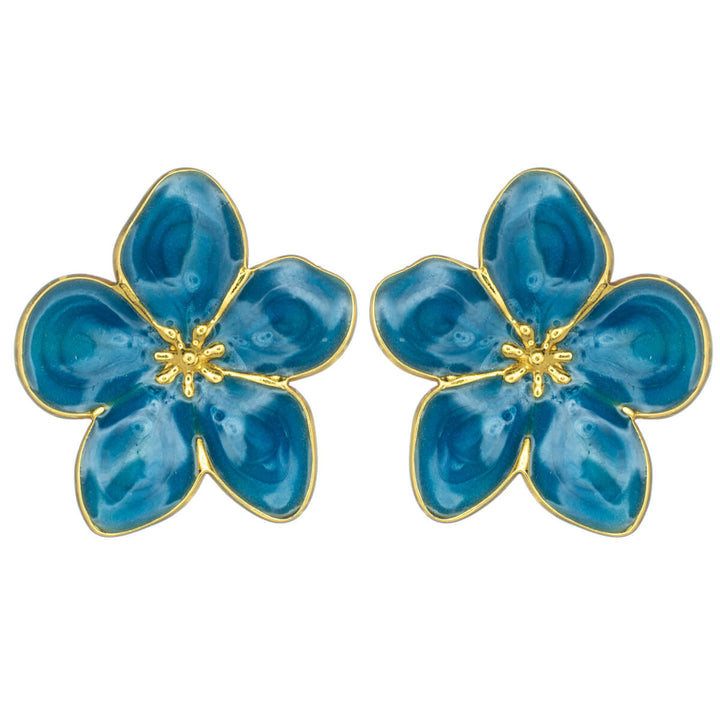 Colored flower earrings in gold-plated steel (316L steel)