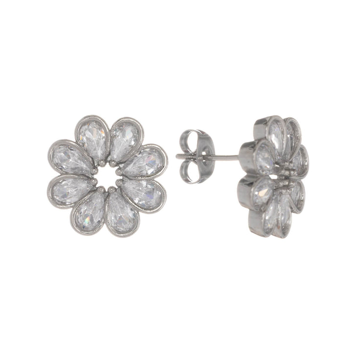 Glittrande blommörhängen med glasstenar