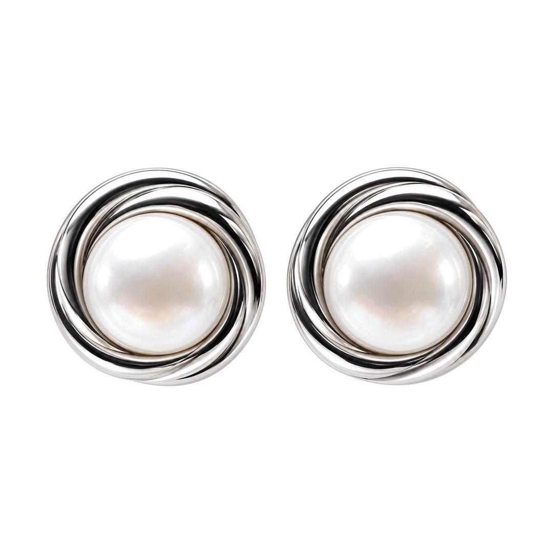 Bead Earrings with a Twisted Edge (Steel 136L)
