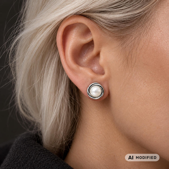 Bead Earrings with a Twisted Edge (Steel 136L)