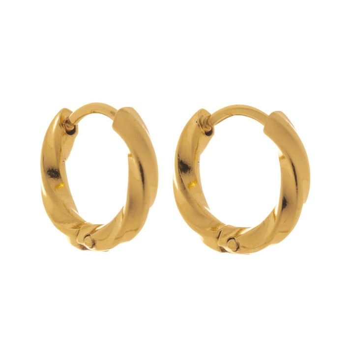Twisted gold-plated steel ear rings 8mm – Delicate model (316L)