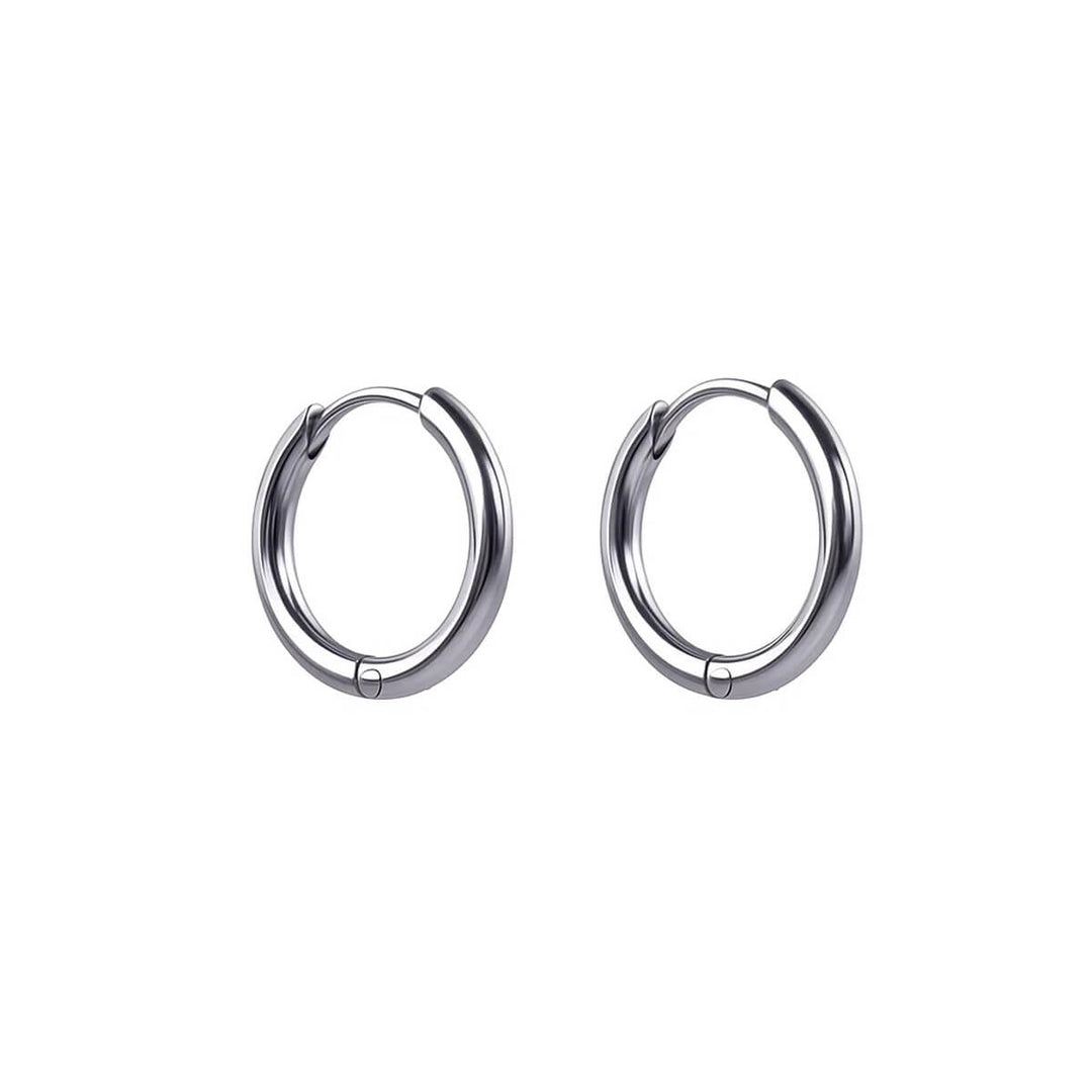 Small steel ear rings, set of 3 pairs (8 mm, 10 mm, and 12 mm)