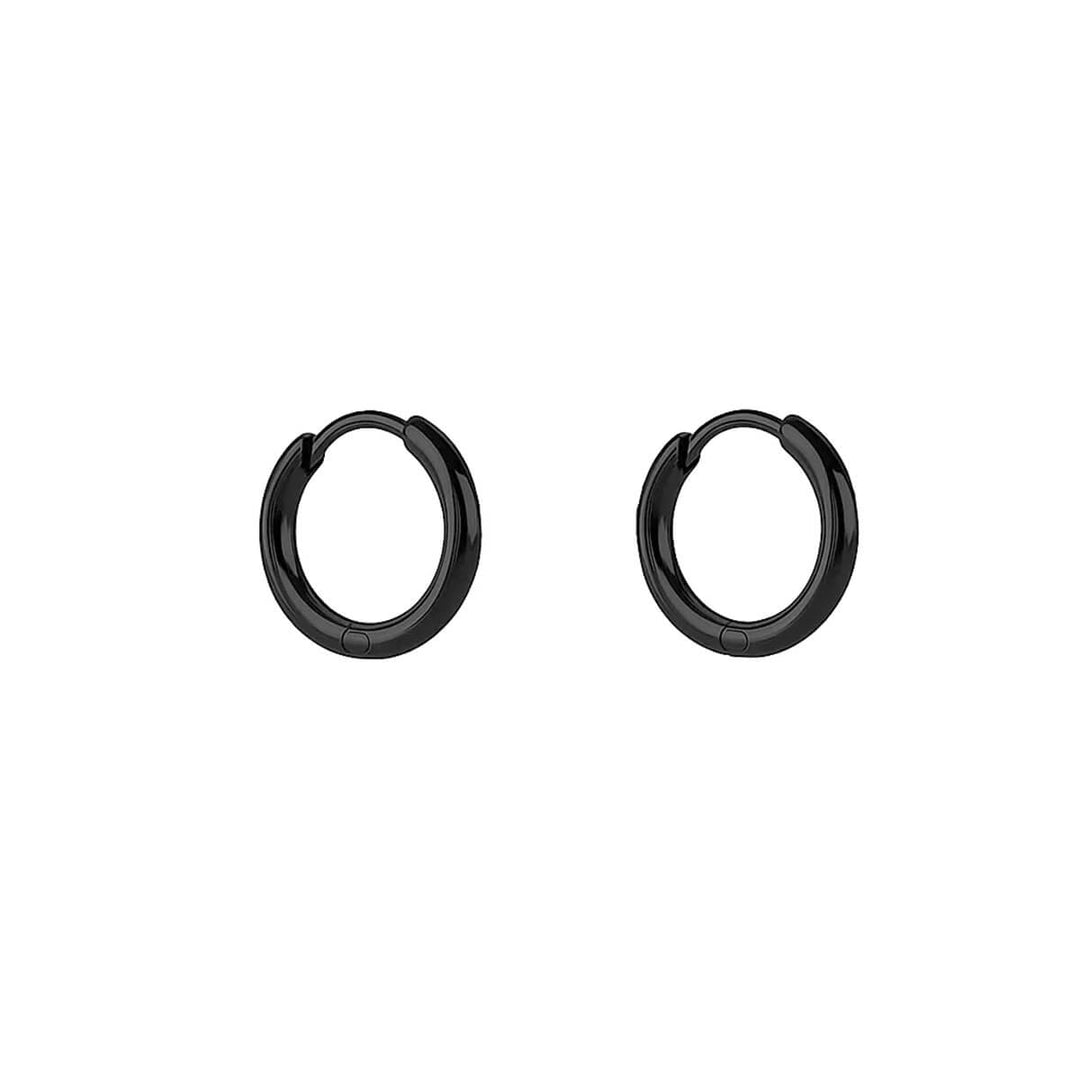 Svarta små örhängen i stål, set med 3 par (8 mm, 10 mm och 12 mm)