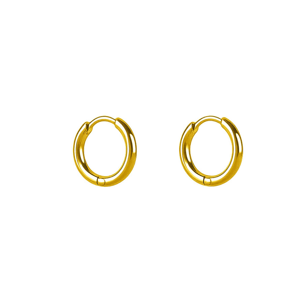 Set med 3 par små guldfärgade örhängen i stål (8 mm, 10 mm och 12 mm) - Ninja.fi