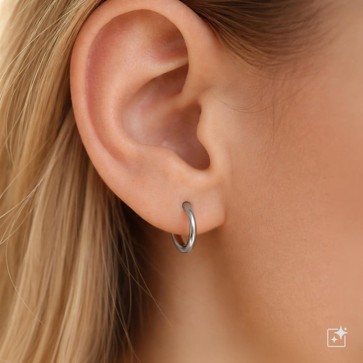 Små örhängen, örhängen i stål, 12 mm (stål 316L)