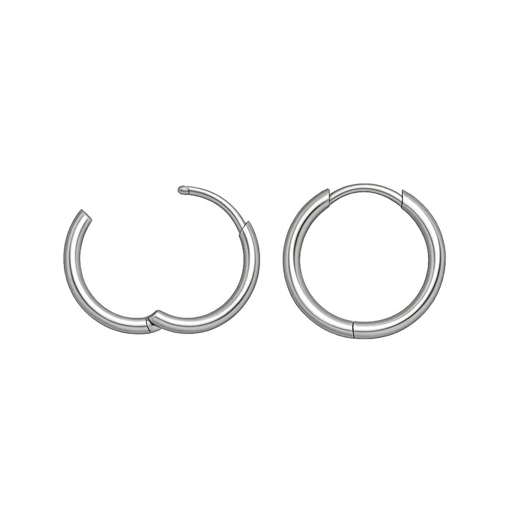 Small steel ear rings, set of 3 pairs (8 mm, 10 mm, and 12 mm)