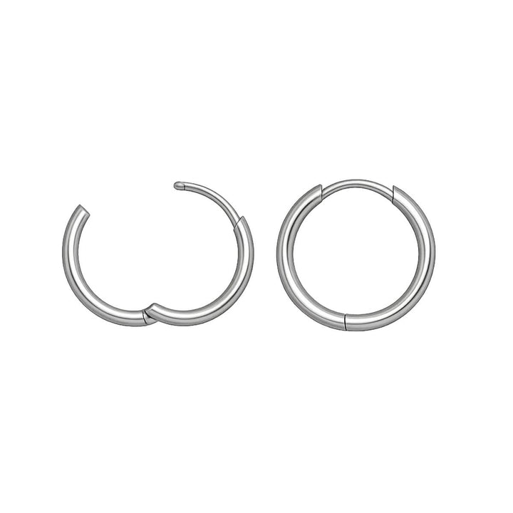 Small steel ear rings, set of 3 pairs (8 mm, 10 mm, and 12 mm)