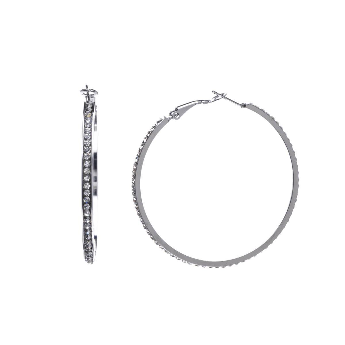 Rhinestone earrings ring earrings 6cm (steel 316L)