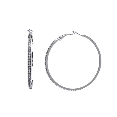Rhinestone earrings ring earrings 6cm (steel 316L)