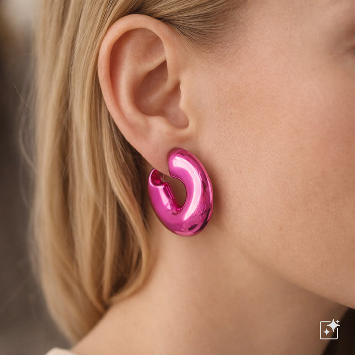 Tjocka formade plastörhängen 3,5cm (Stål 316L)