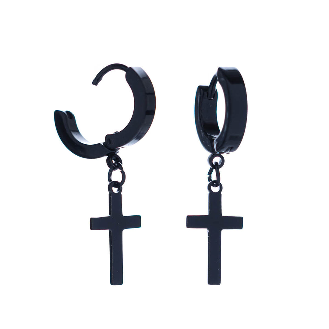 Örhängen med ringkors i stål (stål 316L)