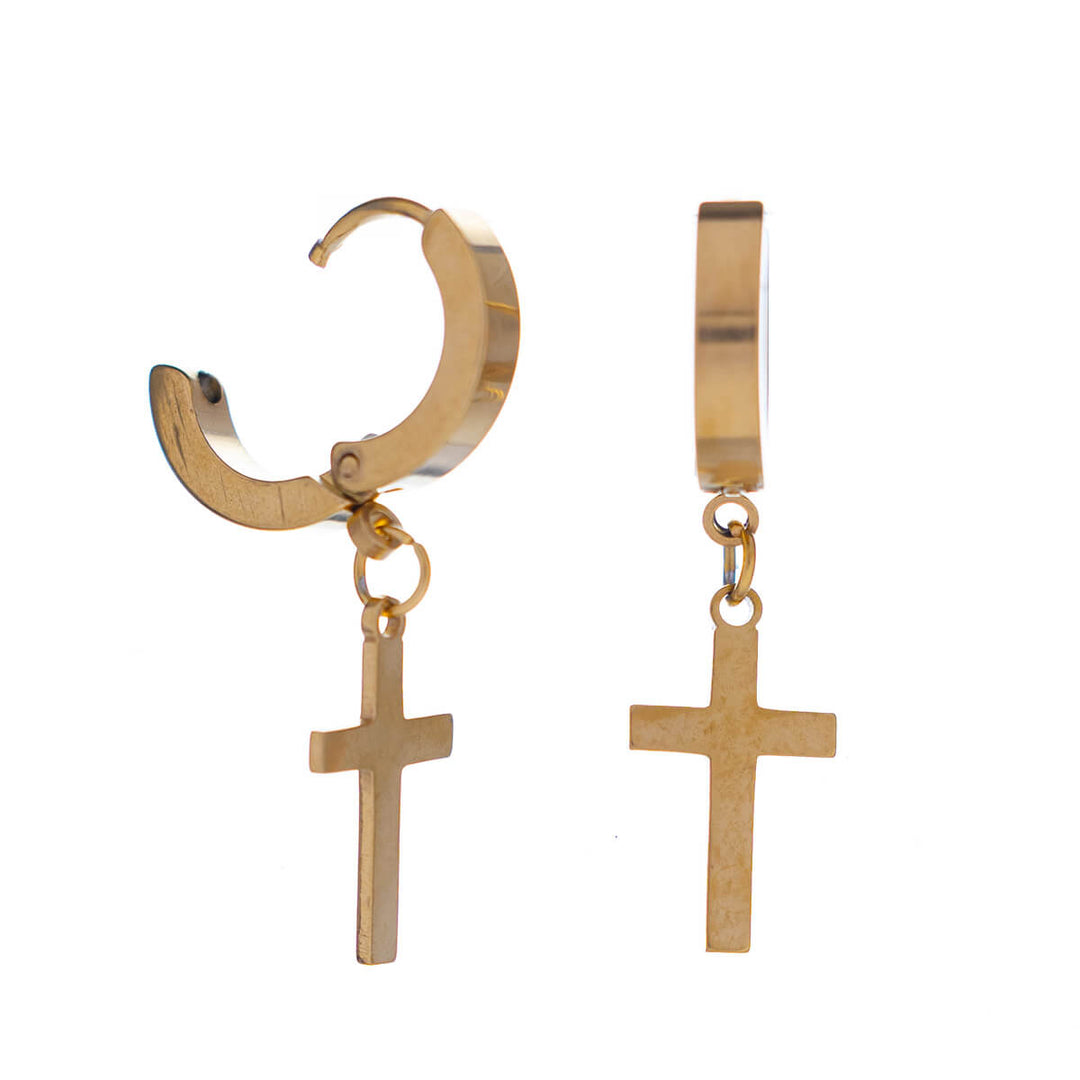 Örhängen med ringkors i stål (stål 316L)