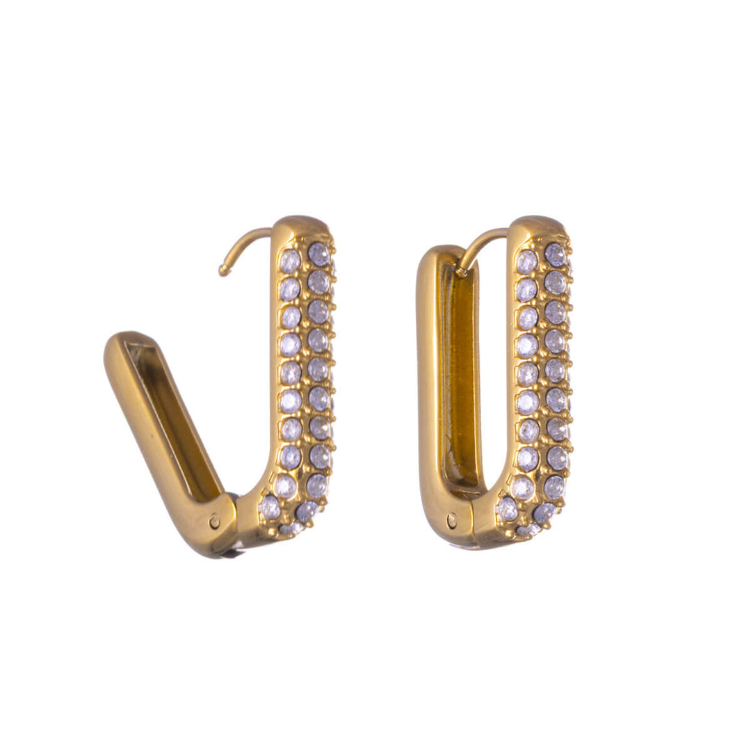 Fyrkantiga örhängen i sten (Stål 316L)