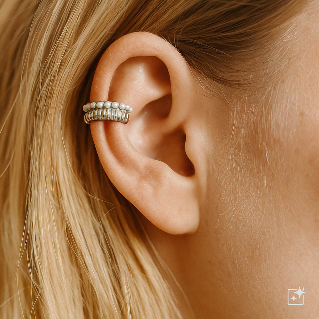 Rustik öronmanschett med pärlor