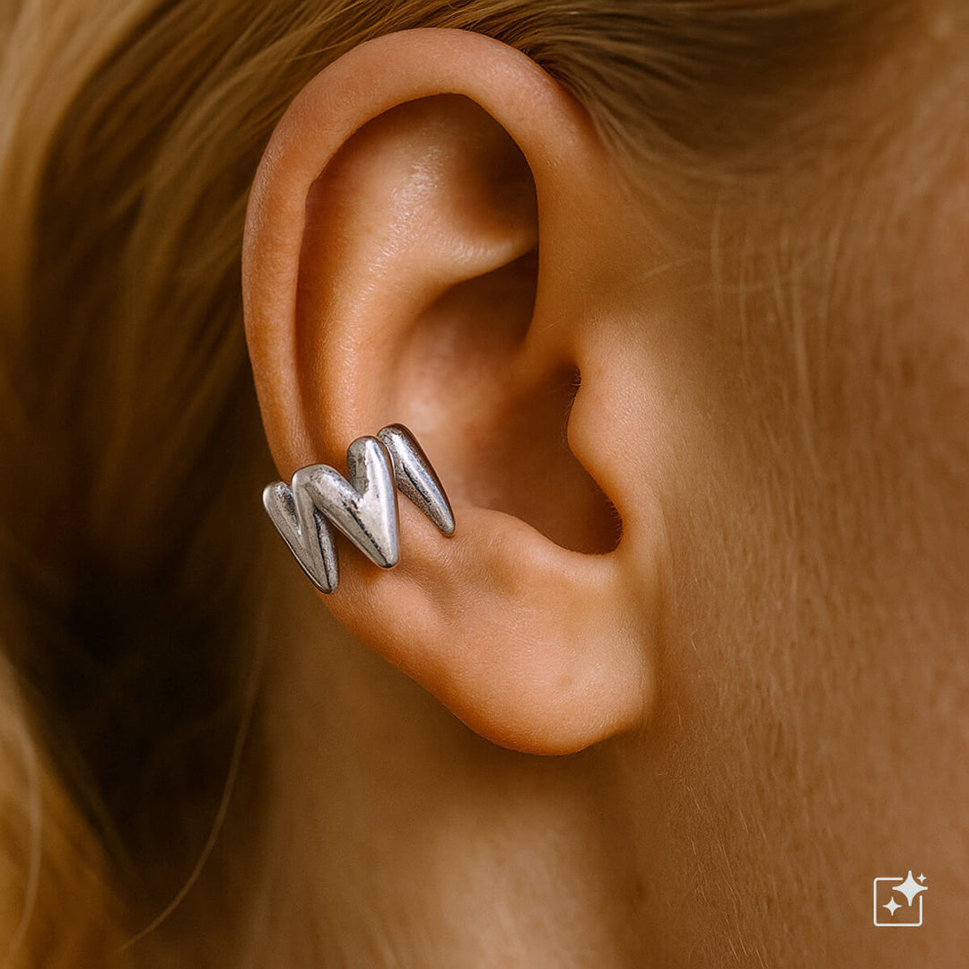 Heart-shaped rustic ear cuff