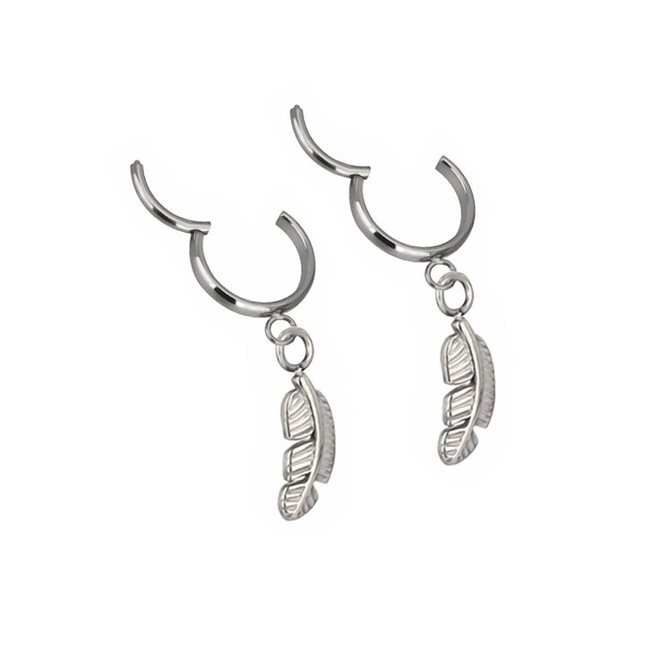 Titanium earrings with feather pendant (Titanium G23)