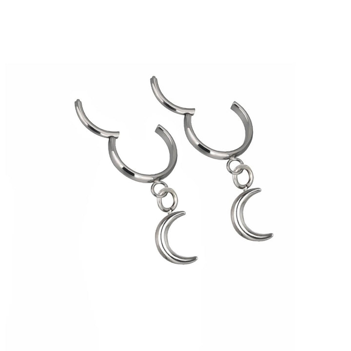 Titanium earrings crescent pendant (Titanium G23)