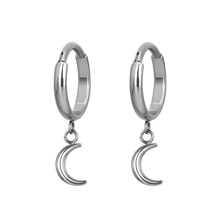 Titanium earrings crescent pendant (Titanium G23)