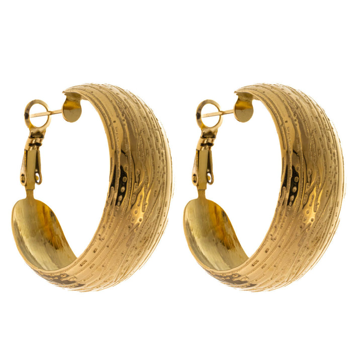 Strukturerade breda örhängen 3cm (Stål 316L)