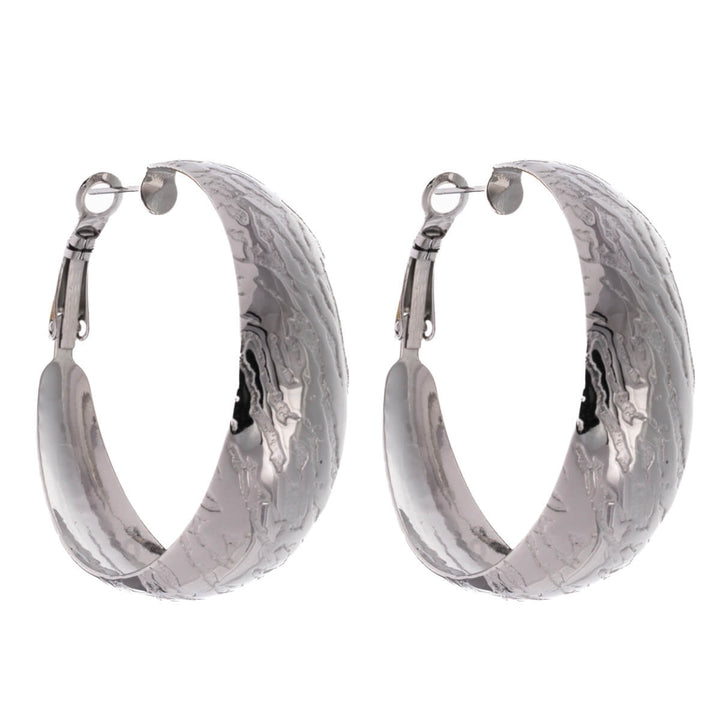 Textured wide earrings 4cm (Steel 316L)