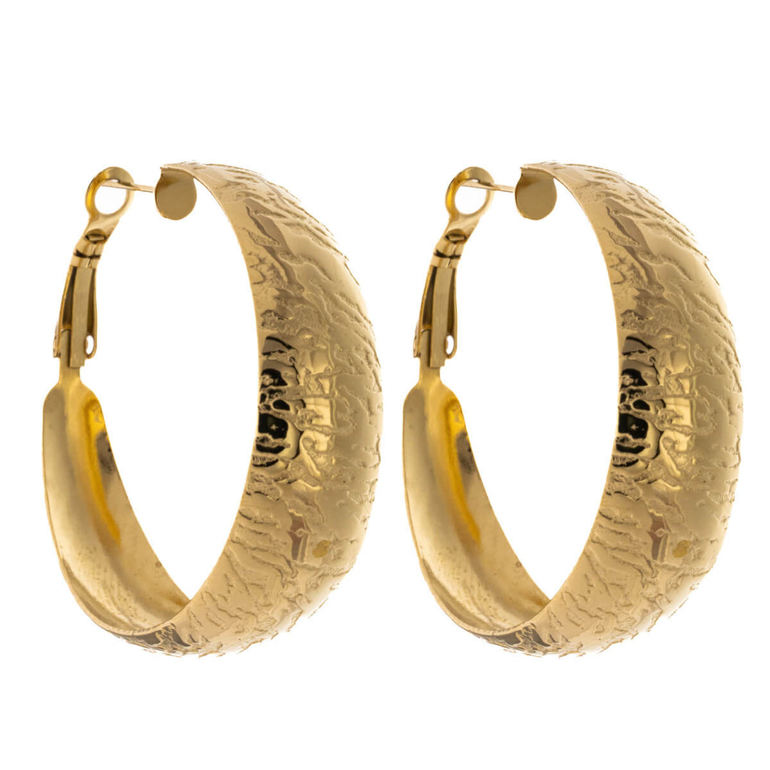 Textured wide earrings 4cm (Steel 316L)