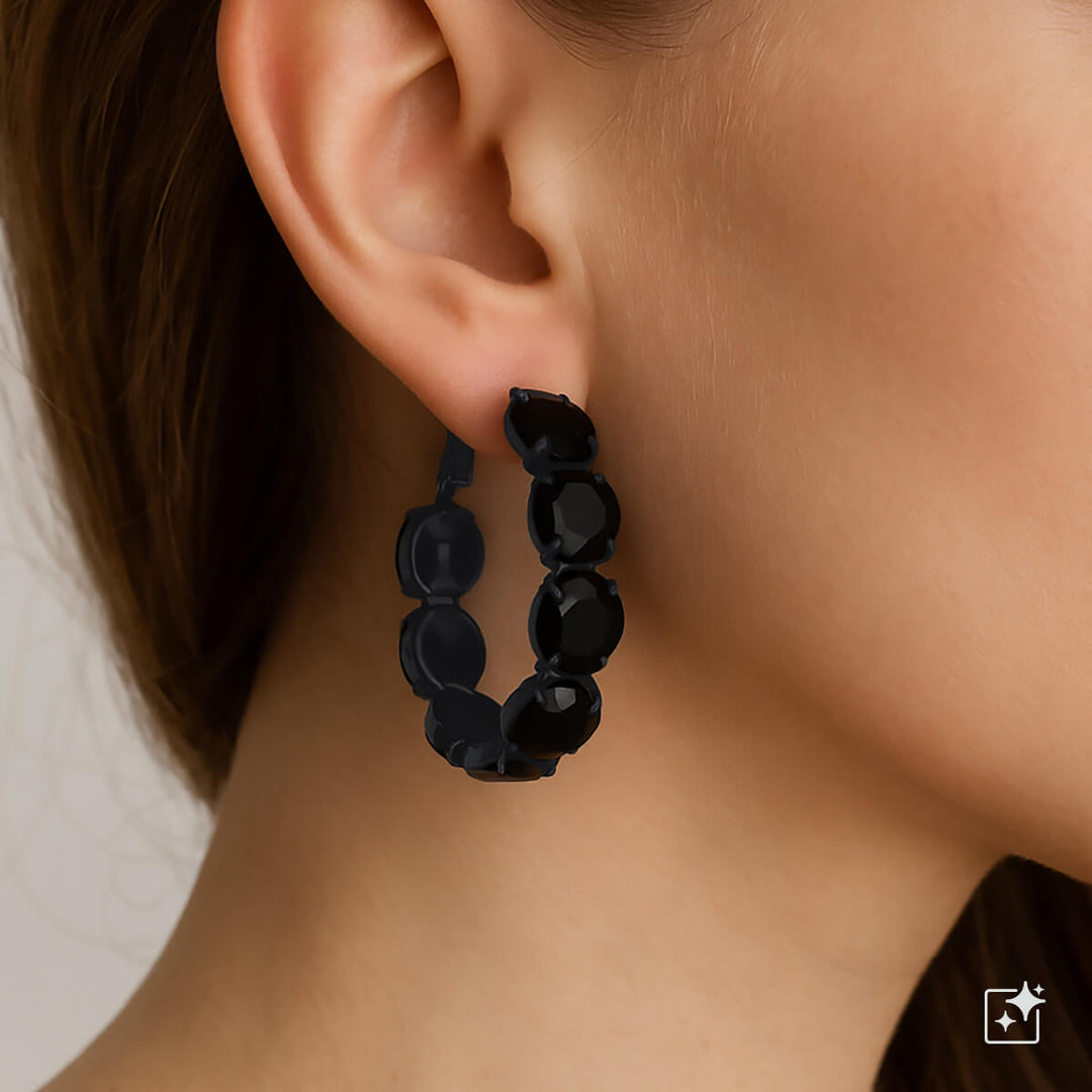 Black stone earrings