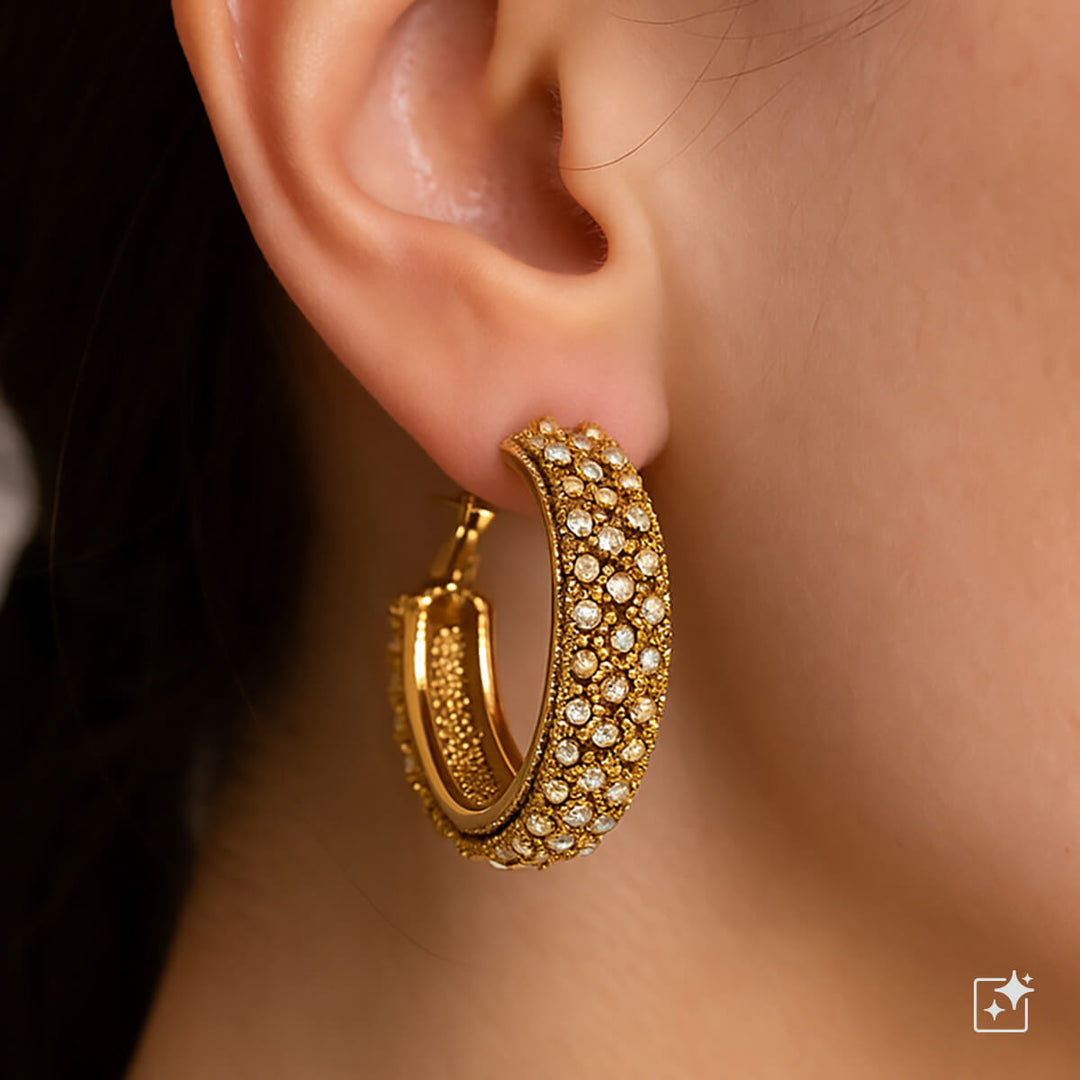 Breda glittrande örhängen