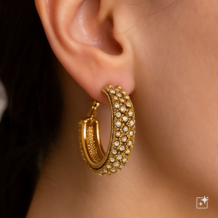 Breda glittrande örhängen