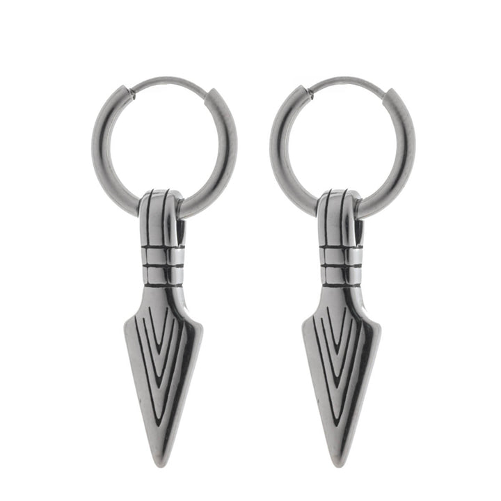 Men's earrings with arrowhead pendants – surgical steel
