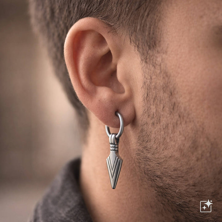 Men's earrings with arrowhead pendants – surgical steel