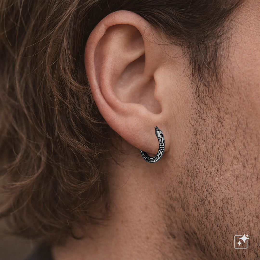 Men's decorated earring – surgical steel