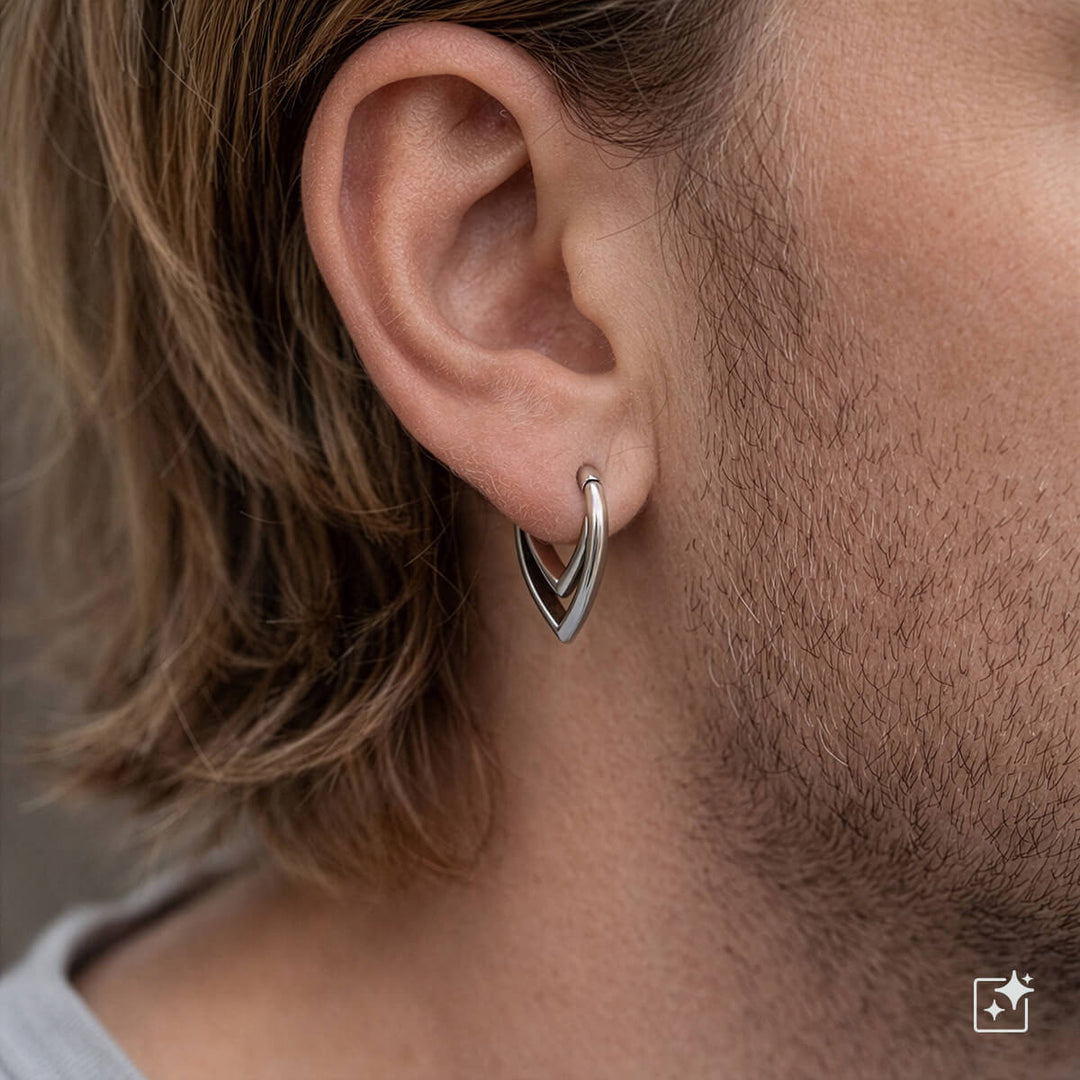 Men's V-shaped earring – surgical steel