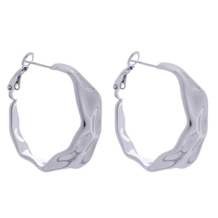 Vinklade breda örhängen 3 cm (kirurgiskt stål)