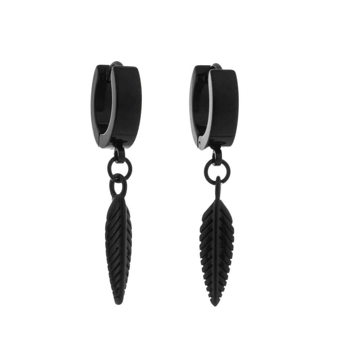 Earring with feather pendant – surgical steel (316L)