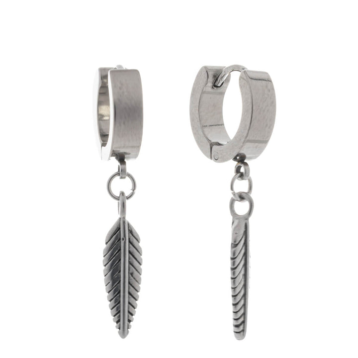 Earring with feather pendant – surgical steel (316L)