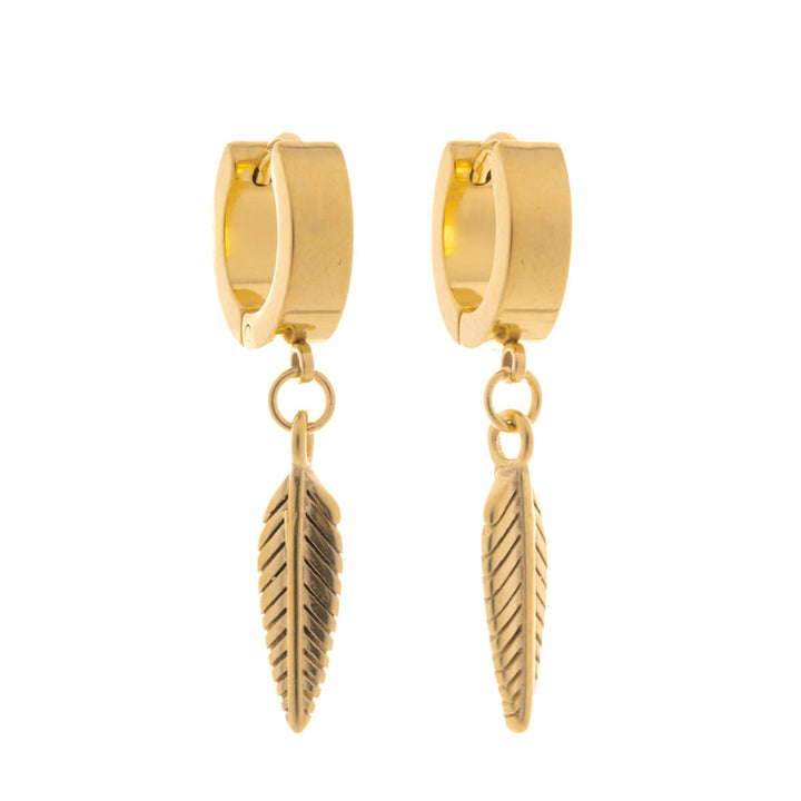 Earring with feather pendant – surgical steel (316L)
