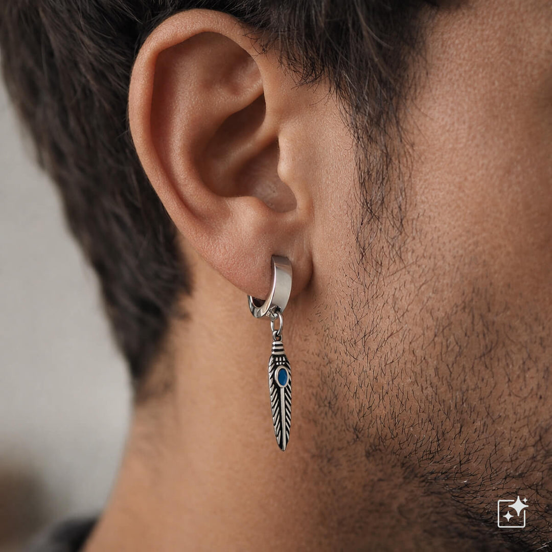 Clip-on earrings with blue detail – surgical steel (316L)