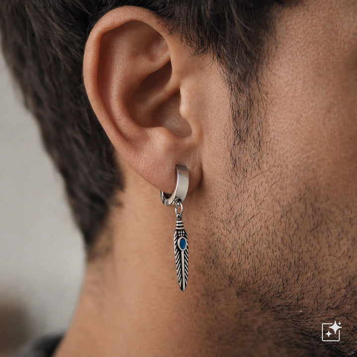 Clip-on earrings with blue detail – surgical steel (316L)