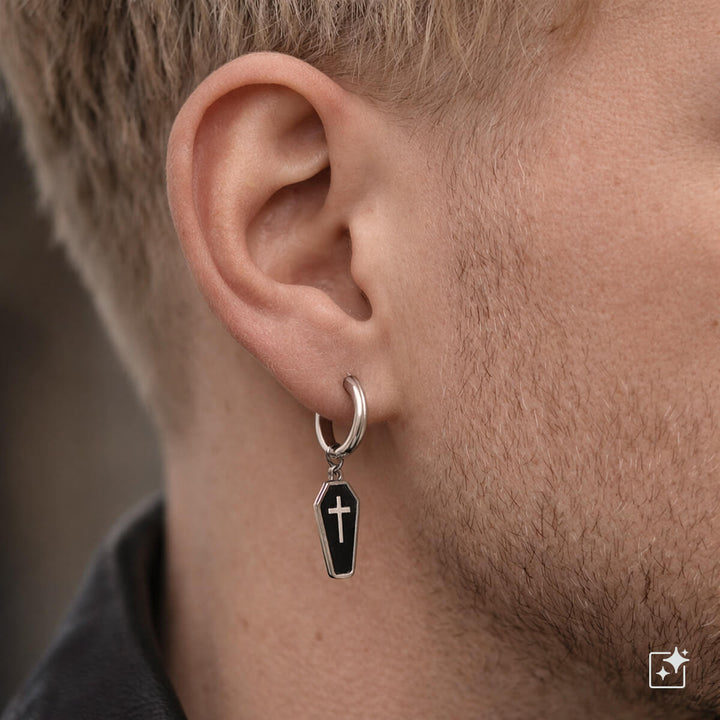 Arkkuriipus ear rings with cross – surgical steel (316L)