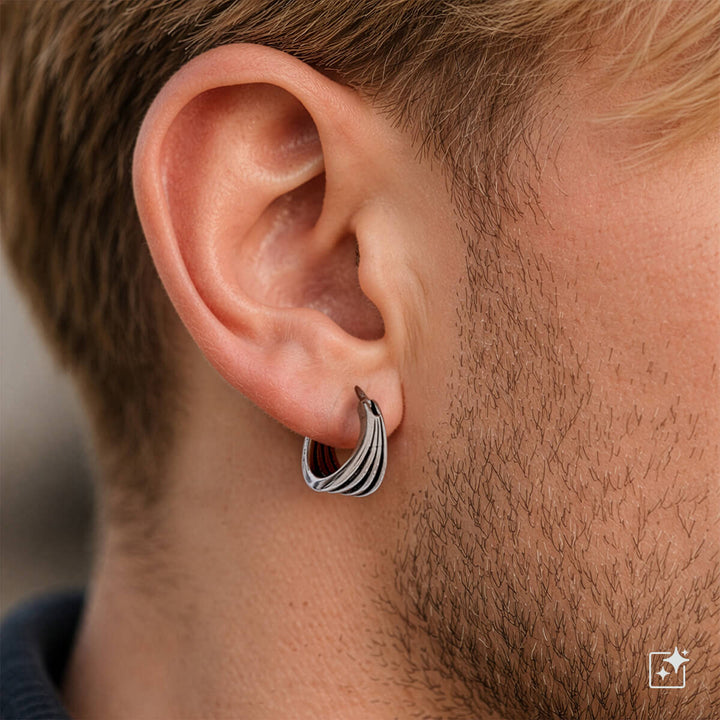 Three-row steel earring 11 mm (316L)