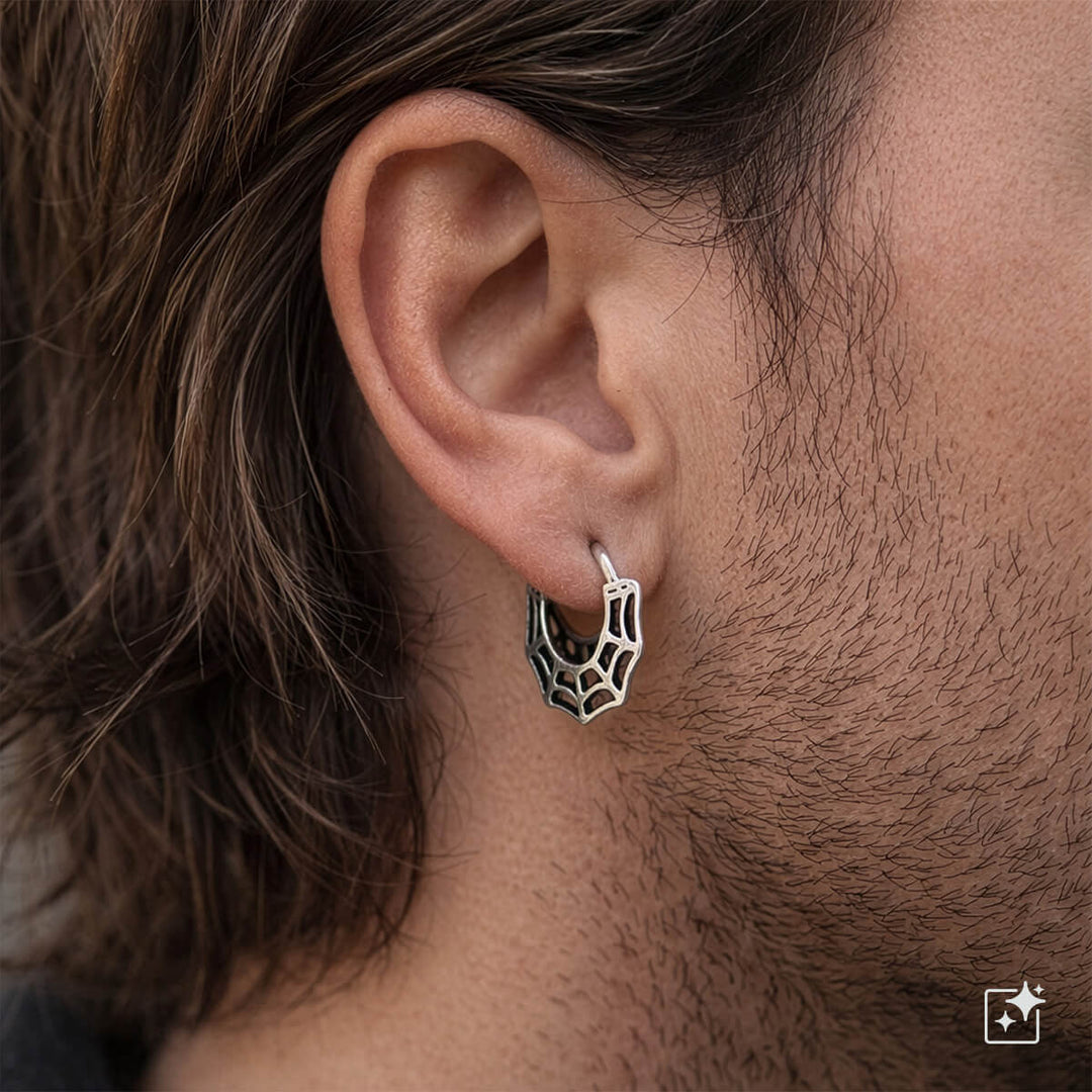 Spider web earring 10mm - surgical steel (316L)
