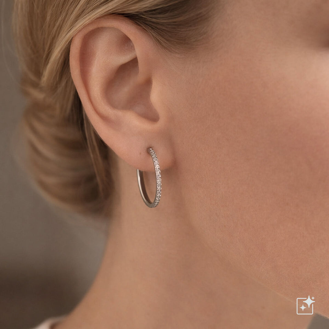 Titan-zirkoniaörhängen 2 cm – Pavé (G23)