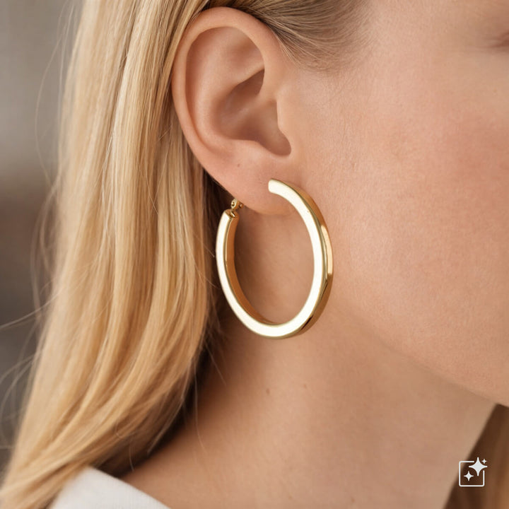 Stora kantiga örringar – fyrkantrör 5 cm (kirurgiskt stål 316L)