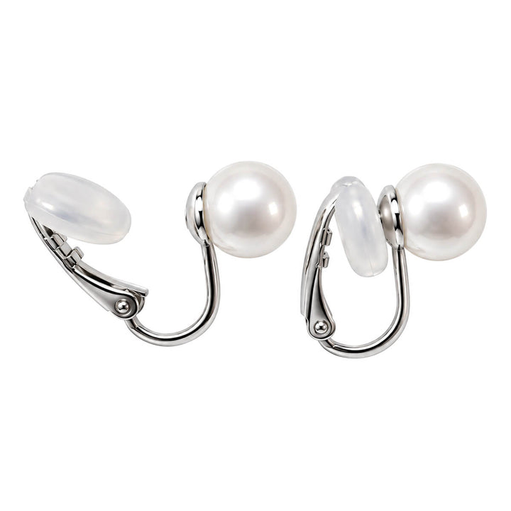 Pearl -knapp 8mm klippörhängen (stål 316L)