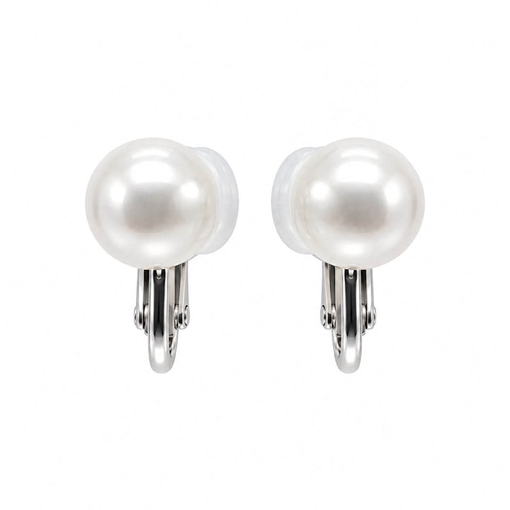 Pearl -knapp 8mm klippörhängen (stål 316L)