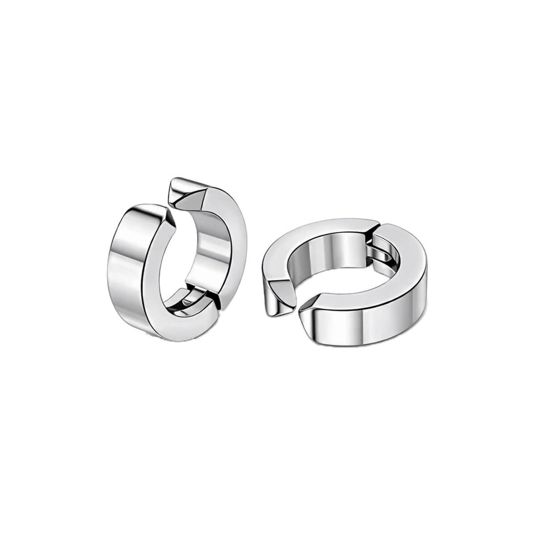 Men's clip-on earring, 4 mm, made of surgical steel, without a hole, steel-colored